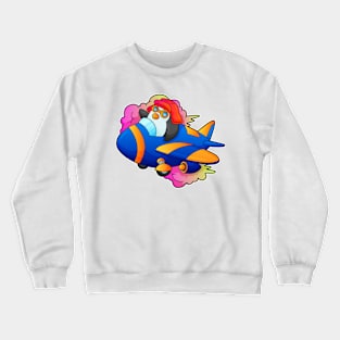 Penguin as Pilot with Plane Crewneck Sweatshirt